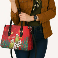 New Zealand Kakapo Christmas Leather Bag Owl Parrot Santa Sliver Fern Manuka - Red - Polynesian Pride