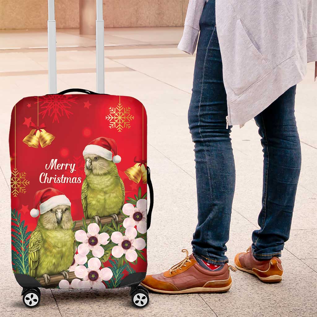 New Zealand Kakapo Christmas Luggage Cover Owl Parrot Santa Sliver Fern Manuka - Red - Polynesian Pride