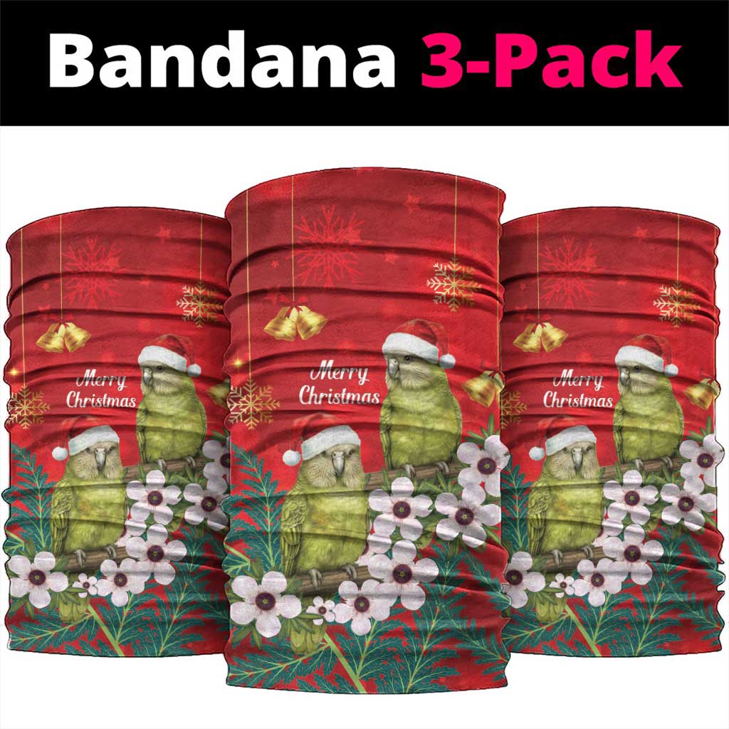New Zealand Kakapo Christmas Neck Gaiter Owl Parrot Santa Sliver Fern Manuka - Red - Polynesian Pride
