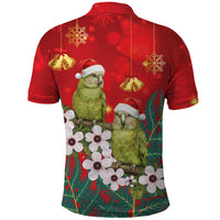 New Zealand Kakapo Christmas Polo Shirt Owl Parrot Santa Sliver Fern Manuka - Red - Polynesian Pride