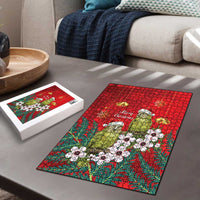 New Zealand Kakapo Christmas Puzzle Owl Parrot Santa Sliver Fern Manuka - Red - Polynesian Pride