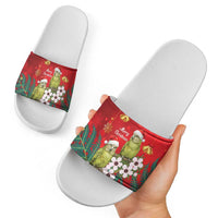 New Zealand Kakapo Christmas Slide Sandals Owl Parrot Santa Sliver Fern Manuka - Red - Polynesian Pride