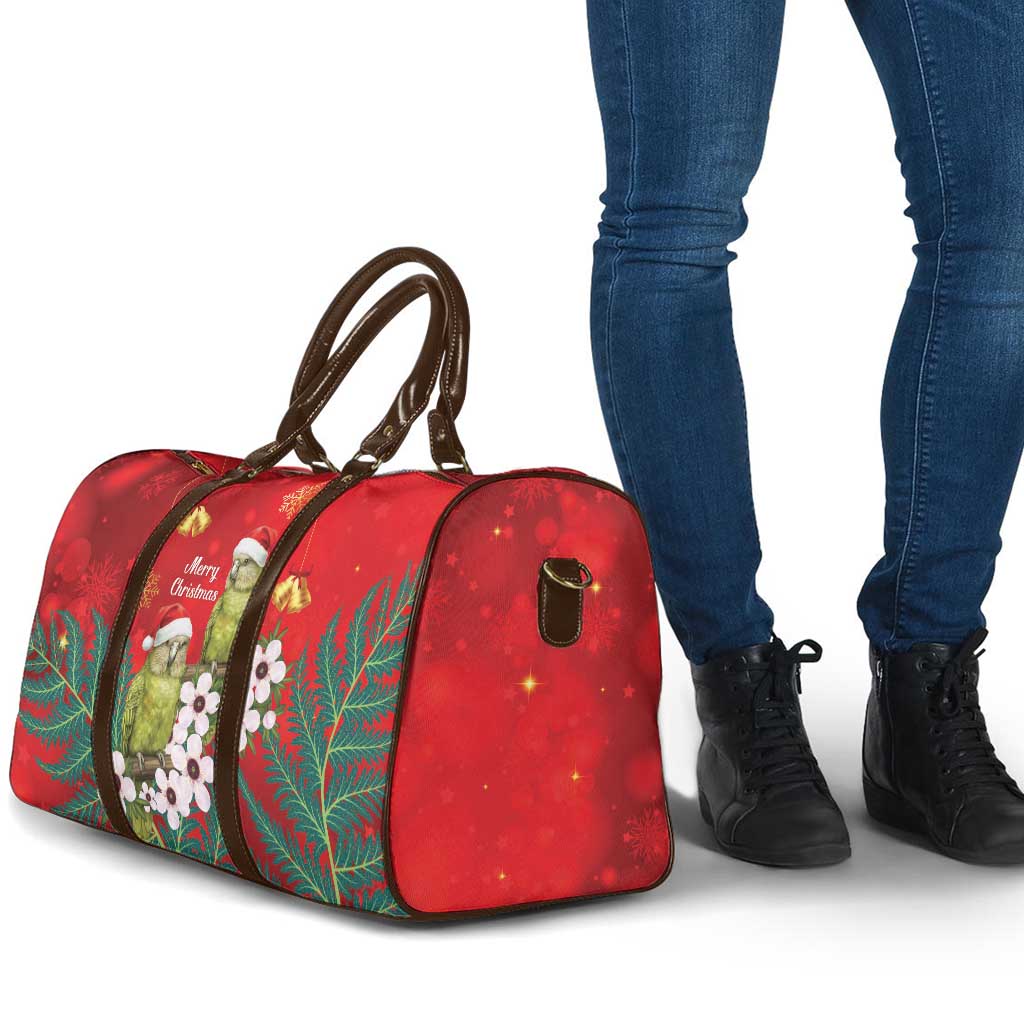 New Zealand Kakapo Christmas Travel Bag Owl Parrot Santa Sliver Fern Manuka - Red - Polynesian Pride