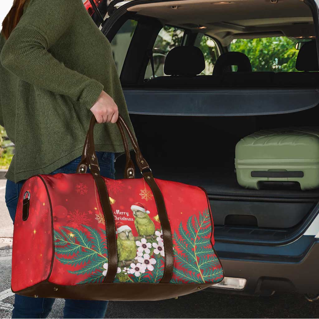 New Zealand Kakapo Christmas Travel Bag Owl Parrot Santa Sliver Fern Manuka - Red - Polynesian Pride