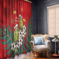 New Zealand Kakapo Christmas Window Curtain Owl Parrot Santa Sliver Fern Manuka - Red - Polynesian Pride