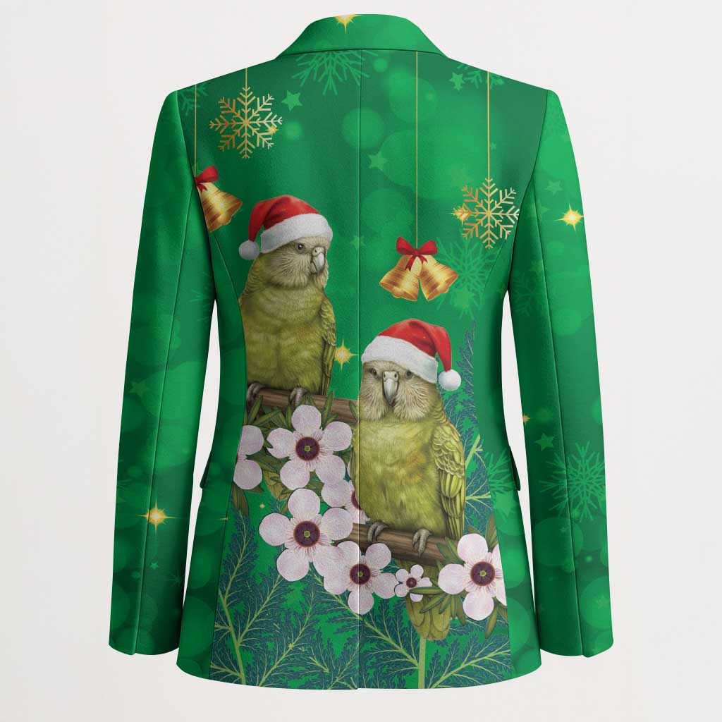 New Zealand Kakapo Christmas Blazer Owl Parrot Santa Sliver Fern Manuka - Green - Polynesian Pride