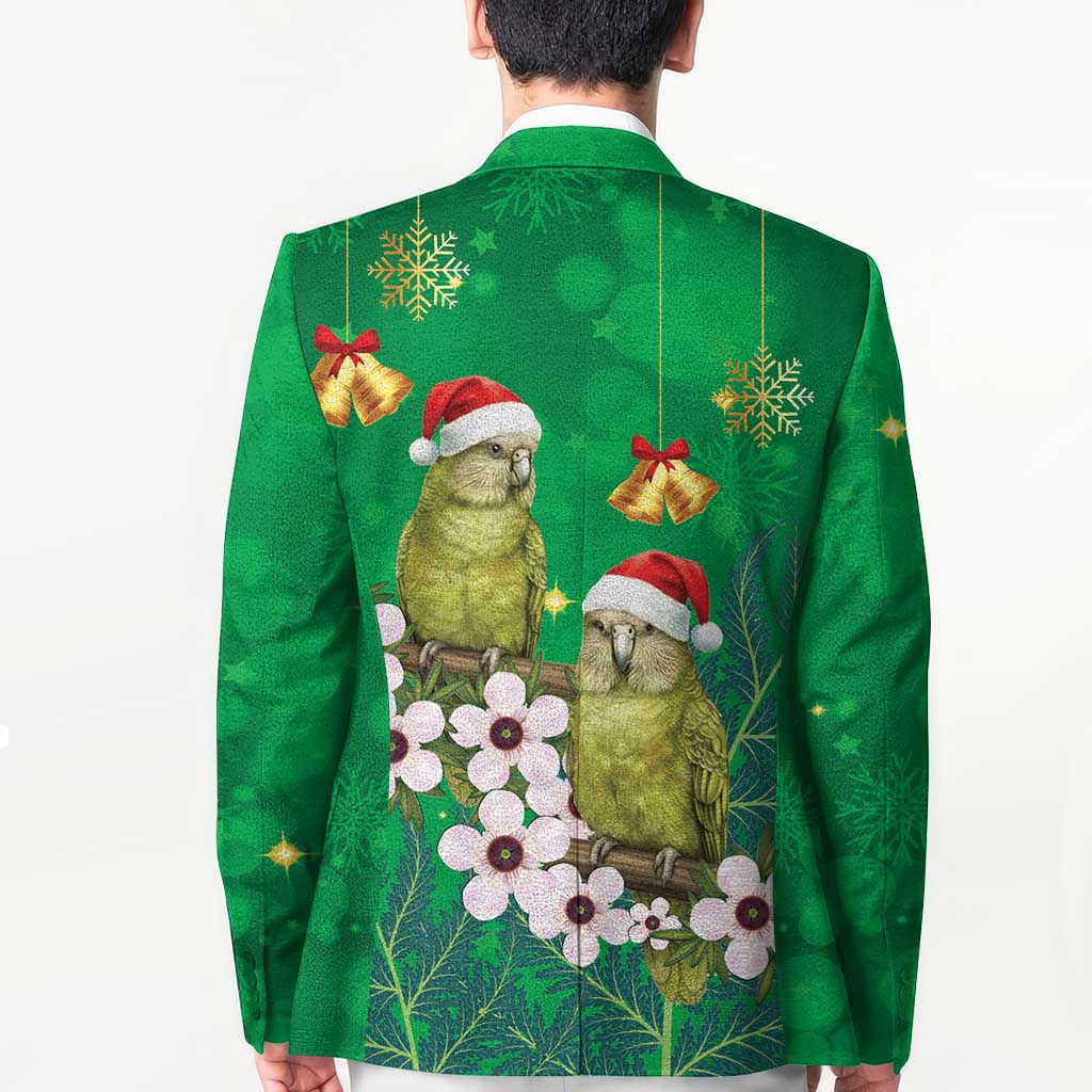 New Zealand Kakapo Christmas Blazer Owl Parrot Santa Sliver Fern Manuka - Green - Polynesian Pride