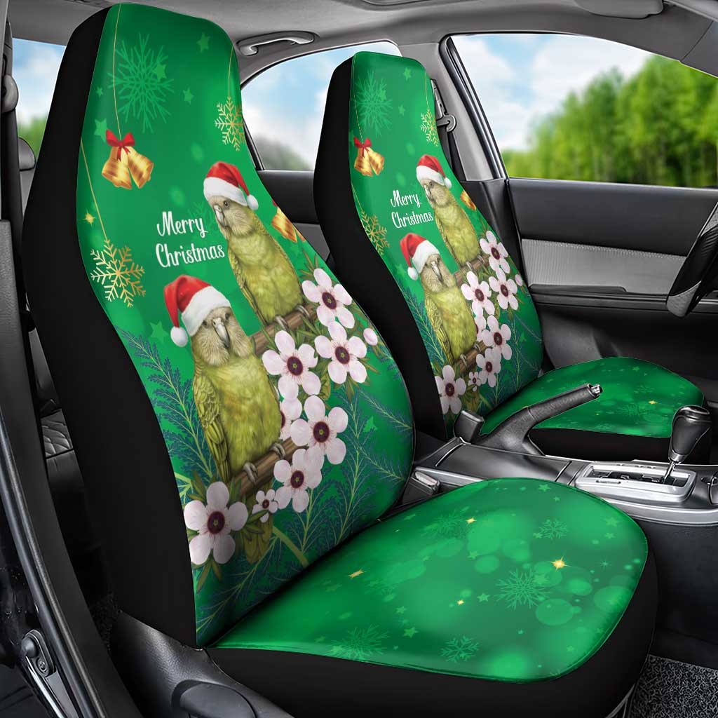 New Zealand Kakapo Christmas Car Seat Cover Owl Parrot Santa Sliver Fern Manuka - Green LT14 - Polynesian Pride