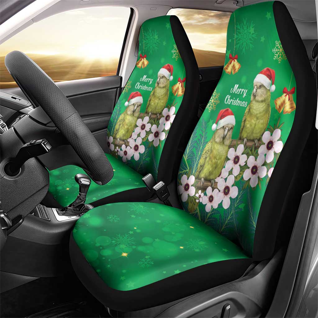New Zealand Kakapo Christmas Car Seat Cover Owl Parrot Santa Sliver Fern Manuka - Green LT14 - Polynesian Pride