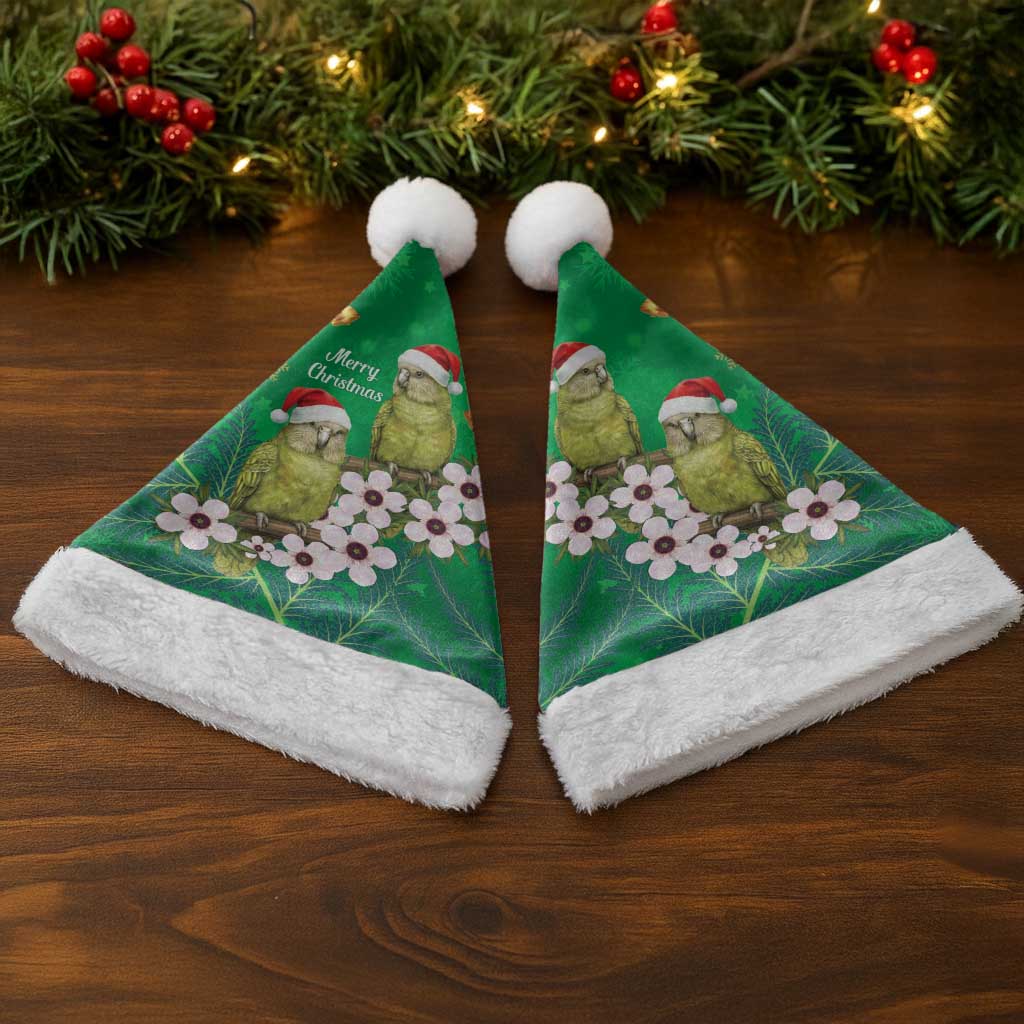 New Zealand Kakapo Christmas Santa Hat Owl Parrot Santa Sliver Fern Manuka - Green - Polynesian Pride