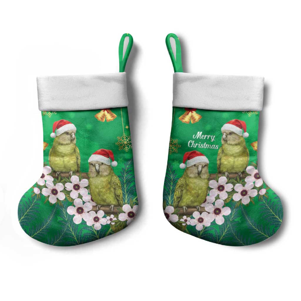 New Zealand Kakapo Christmas Stocking Owl Parrot Santa Sliver Fern Manuka - Green - Polynesian Pride