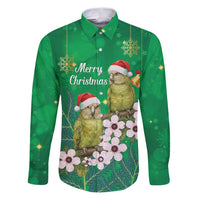 New Zealand Kakapo Christmas Family Matching Puletasi and Hawaiian Shirt Owl Parrot Santa Sliver Fern Manuka - Green - Polynesian Pride