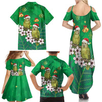 New Zealand Kakapo Christmas Family Matching Summer Maxi Dress and Hawaiian Shirt Owl Parrot Santa Sliver Fern Manuka - Green - Polynesian Pride
