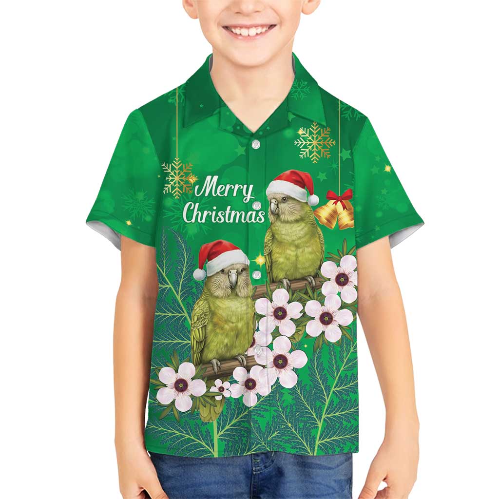 New Zealand Kakapo Christmas Family Matching Summer Maxi Dress and Hawaiian Shirt Owl Parrot Santa Sliver Fern Manuka - Green - Polynesian Pride