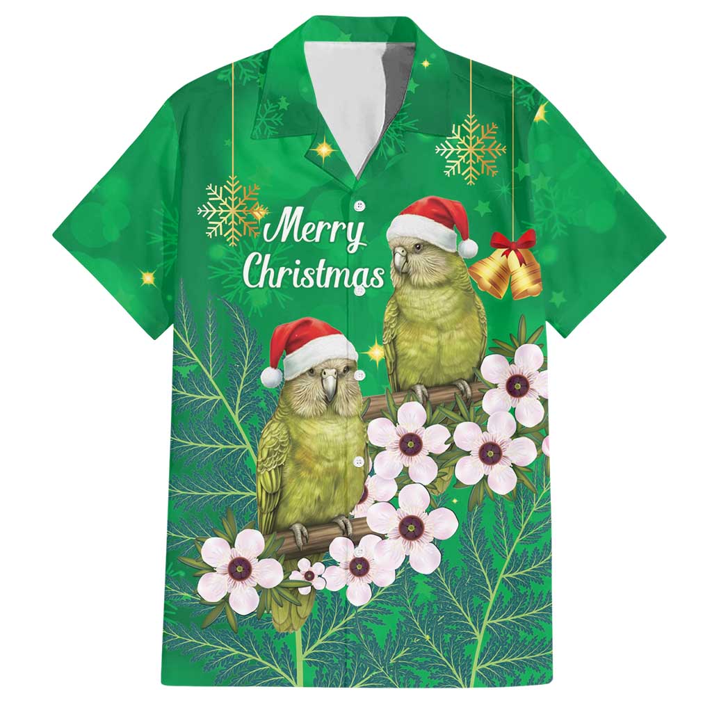 New Zealand Kakapo Christmas Hawaiian Shirt Owl Parrot Santa Sliver Fern Manuka - Green LT14 Green - Polynesian Pride