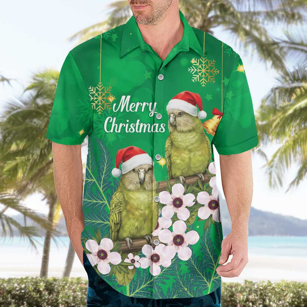 New Zealand Kakapo Christmas Hawaiian Shirt Owl Parrot Santa Sliver Fern Manuka - Green LT14 - Polynesian Pride