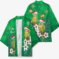 New Zealand Kakapo Christmas Kimono Owl Parrot Santa Sliver Fern Manuka - Green - Polynesian Pride