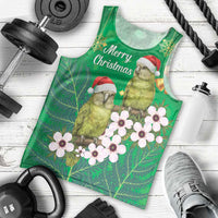 New Zealand Kakapo Christmas Men Tank Top Owl Parrot Santa Sliver Fern Manuka - Green - Polynesian Pride