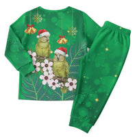 New Zealand Kakapo Christmas Pajama Set Owl Parrot Santa Sliver Fern Manuka - Green - Polynesian Pride