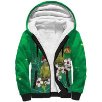 New Zealand Kakapo Christmas Sherpa Hoodie Owl Parrot Santa Sliver Fern Manuka - Green LT14 Unisex Green - Polynesian Pride