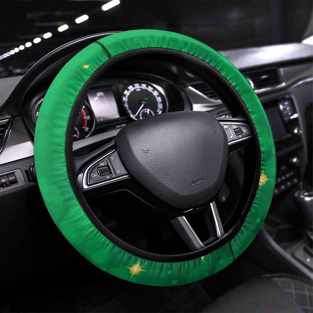 New Zealand Kakapo Christmas Steering Wheel Cover Owl Parrot Santa Sliver Fern Manuka - Green - Polynesian Pride
