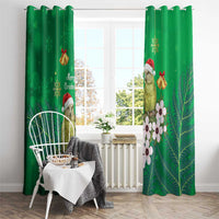 New Zealand Kakapo Christmas Window Curtain Owl Parrot Santa Sliver Fern Manuka - Green - Polynesian Pride