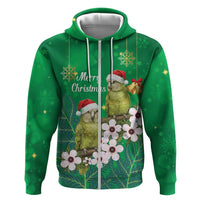 New Zealand Kakapo Christmas Zip Hoodie Owl Parrot Santa Sliver Fern Manuka - Green - Polynesian Pride