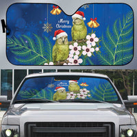 New Zealand Kakapo Christmas Auto Sun Shade Owl Parrot Santa Sliver Fern Manuka - Blue - Polynesian Pride