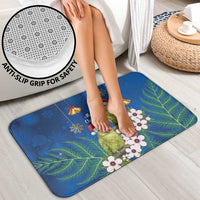 New Zealand Kakapo Christmas Bathroom Set Owl Parrot Santa Sliver Fern Manuka - Blue - Polynesian Pride