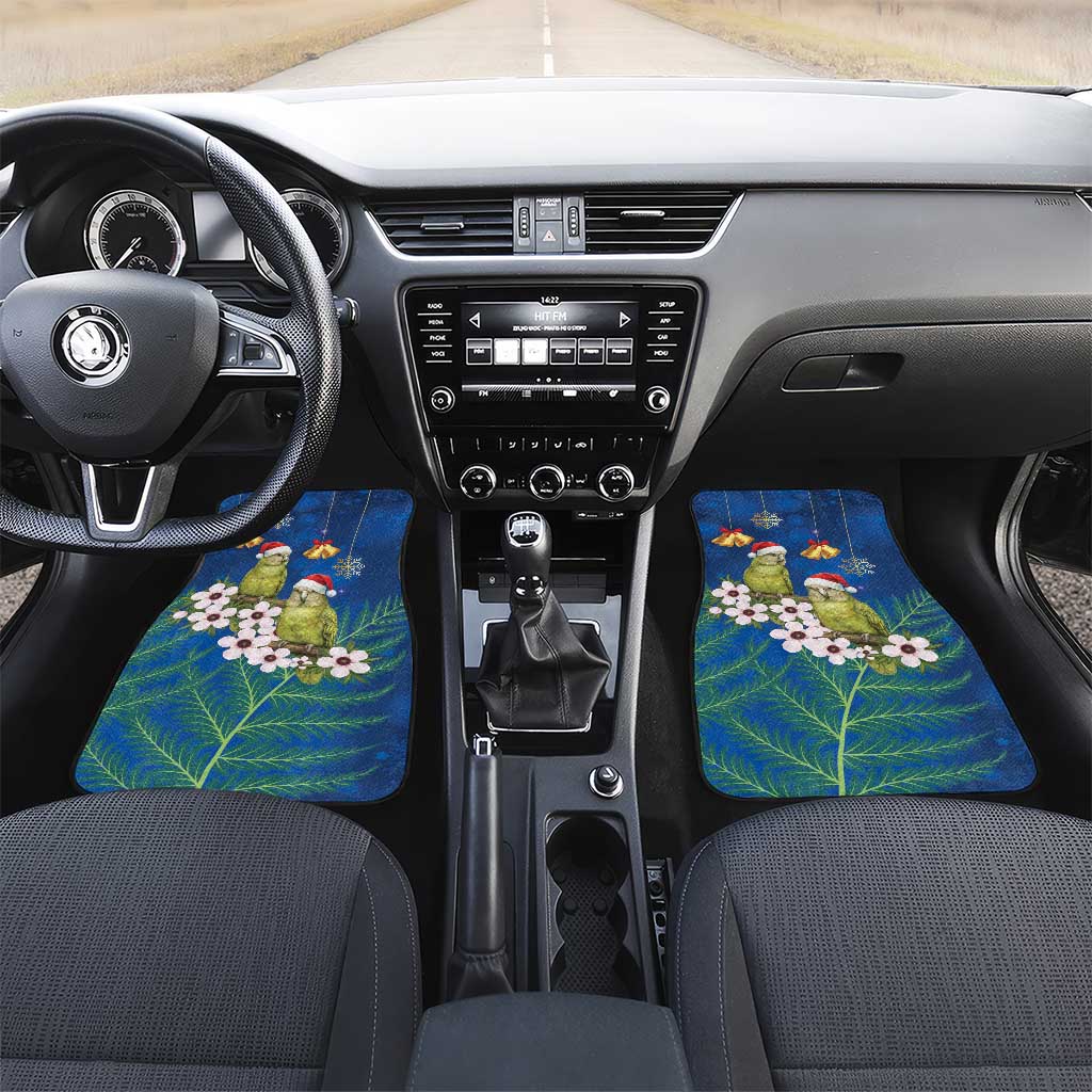 New Zealand Kakapo Christmas Car Mats Owl Parrot Santa Sliver Fern Manuka - Blue - Polynesian Pride