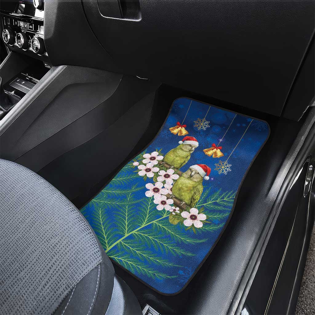 New Zealand Kakapo Christmas Car Mats Owl Parrot Santa Sliver Fern Manuka - Blue - Polynesian Pride