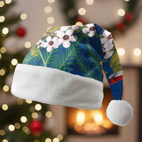 New Zealand Kakapo Christmas Santa Hat Owl Parrot Santa Sliver Fern Manuka - Blue - Polynesian Pride