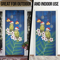 New Zealand Kakapo Christmas Door Cover Owl Parrot Santa Sliver Fern Manuka - Blue - Polynesian Pride