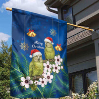 New Zealand Kakapo Christmas Garden Flag Owl Parrot Santa Sliver Fern Manuka - Blue - Polynesian Pride