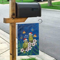 New Zealand Kakapo Christmas Garden Flag Owl Parrot Santa Sliver Fern Manuka - Blue - Polynesian Pride