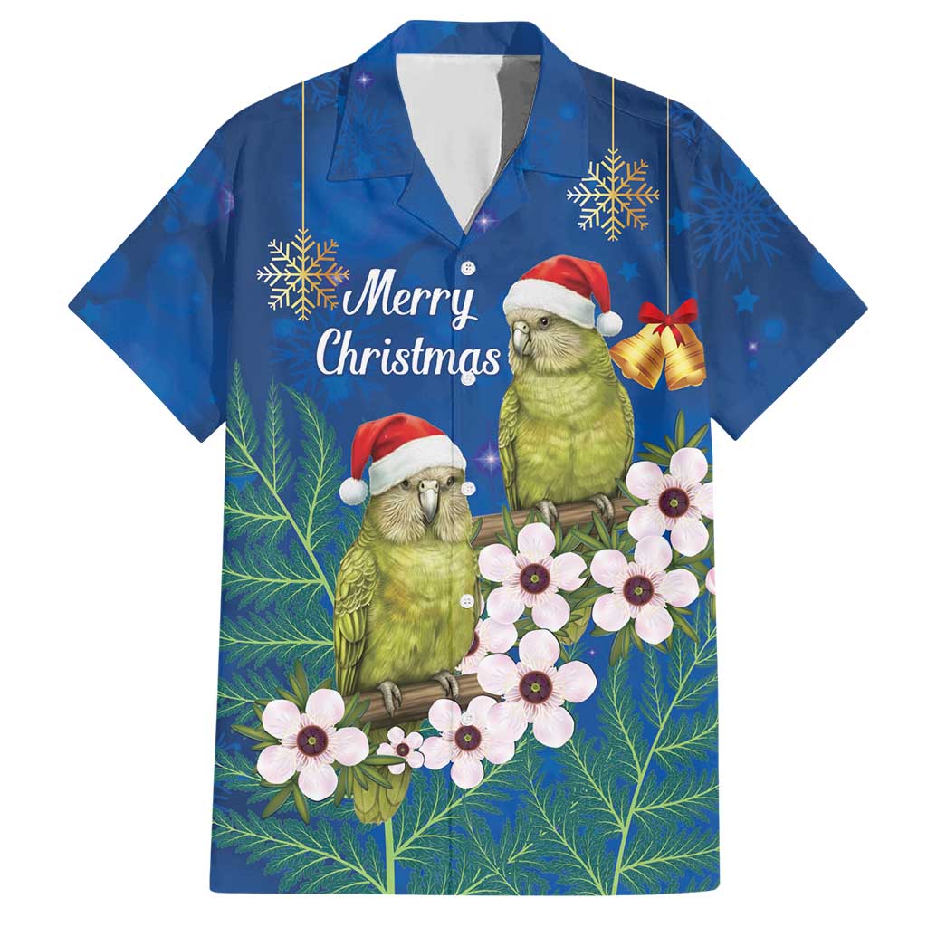 New Zealand Kakapo Christmas Hawaiian Shirt Owl Parrot Santa Sliver Fern Manuka - Blue LT14 Blue - Polynesian Pride