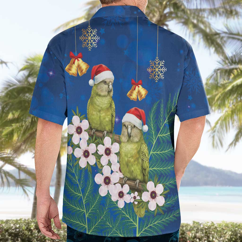 New Zealand Kakapo Christmas Hawaiian Shirt Owl Parrot Santa Sliver Fern Manuka - Blue LT14 - Polynesian Pride