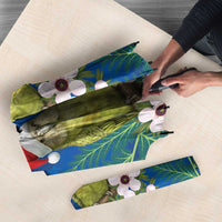 New Zealand Kakapo Christmas Umbrella Owl Parrot Santa Sliver Fern Manuka - Blue - Polynesian Pride