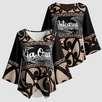 Kia Ora New Zealand Kimono Sleeve Blouse Aotearoa Proud Maori Silver Fern - Polynesian Pride