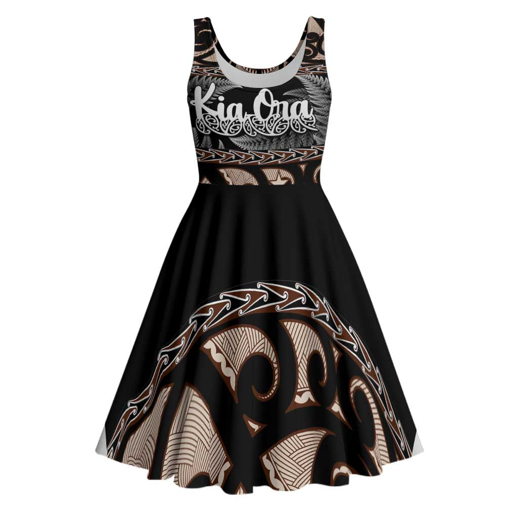 Kia Ora New Zealand Midi Dress Aotearoa Proud Maori Silver Fern - Polynesian Pride