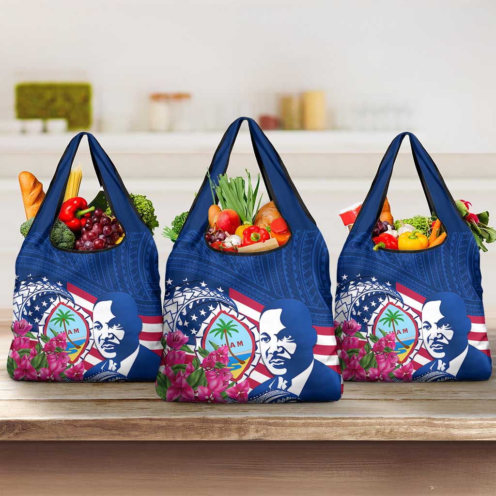 Guam Martin Luther King Jr Day Grocery Bag I Have A Dream Guahan Seal With Bougainvillea