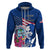 Guam Martin Luther King Jr Day Hoodie I Have A Dream Guahan Seal With Bougainvillea LT14 Zip Hoodie Blue - Polynesian Pride