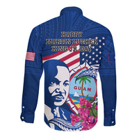 Guam Martin Luther King Jr Day Long Sleeve Button Shirt I Have A Dream Guahan Seal With Bougainvillea LT14 - Polynesian Pride