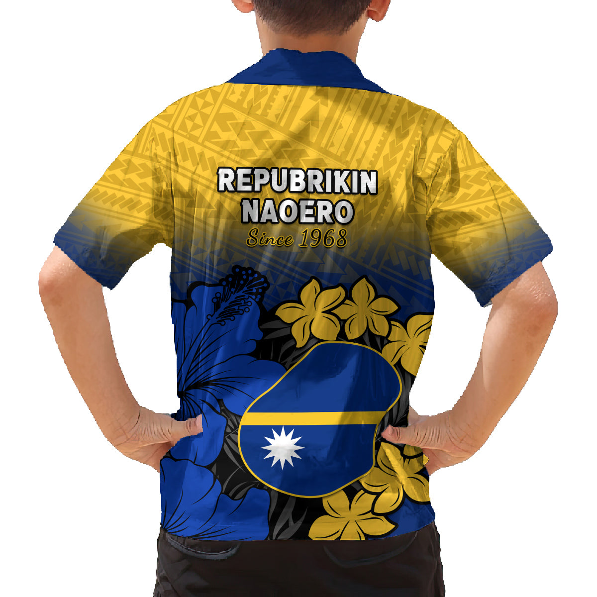 Nauru Independence Day Family Matching Tank Maxi Dress and Hawaiian Shirt Repubrikin Naoero Polynesian Pattern LT14 - Polynesian Pride