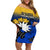 Nauru Independence Day Off Shoulder Short Dress Repubrikin Naoero Polynesian Pattern LT14 Women Blue - Polynesian Pride