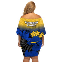 Nauru Independence Day Off Shoulder Short Dress Repubrikin Naoero Polynesian Pattern LT14 - Polynesian Pride