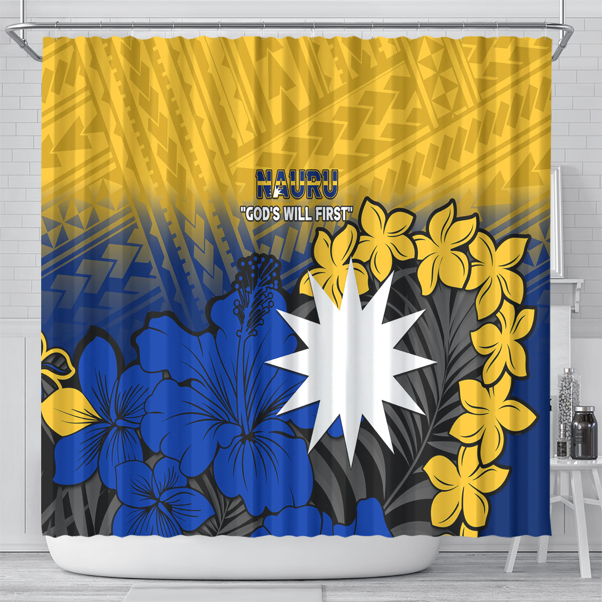 Nauru Independence Day Shower Curtain Repubrikin Naoero Polynesian Pattern LT14 - Polynesian Pride