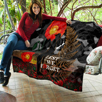 New Zealand ANZAC Day Quilt Lest We Forget Silver Fern With Camouflage LT14 - Polynesian Pride