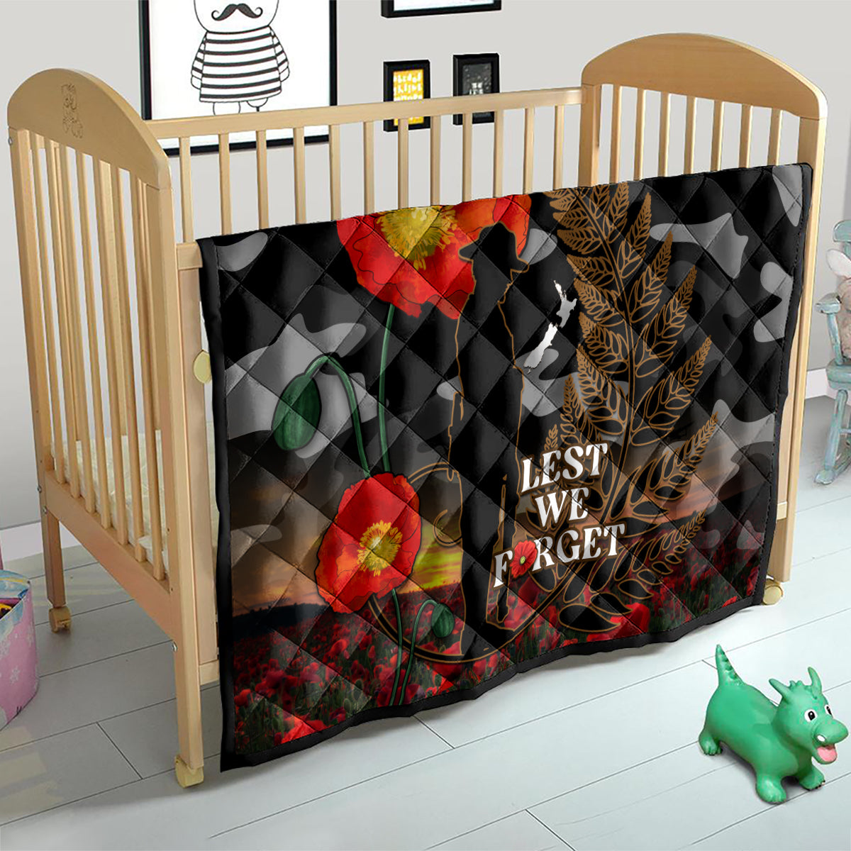 New Zealand ANZAC Day Quilt Lest We Forget Silver Fern With Camouflage LT14 - Polynesian Pride