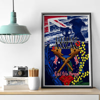 Australia And New Zealand ANZAC Day Canvas Wall Art Lest We Forget Silver Fern With Golden Wattle LT14 - Polynesian Pride